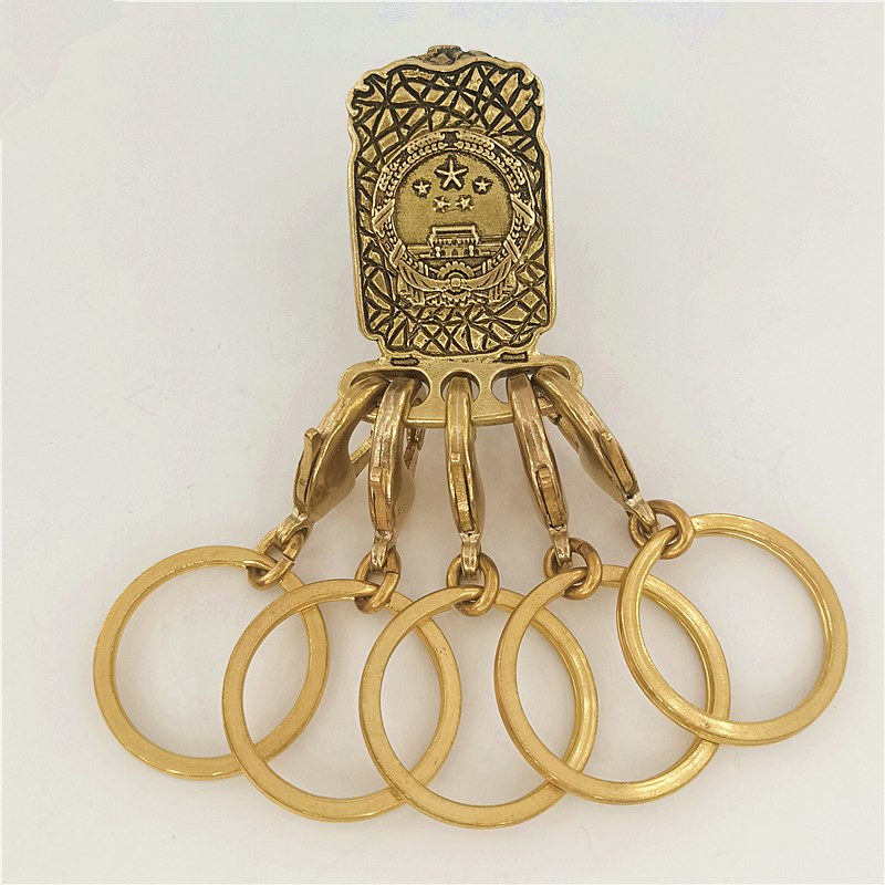 纯黄铜钥匙c排扣送老人方便多功能男士穿皮带箍戒子圈送老人礼品