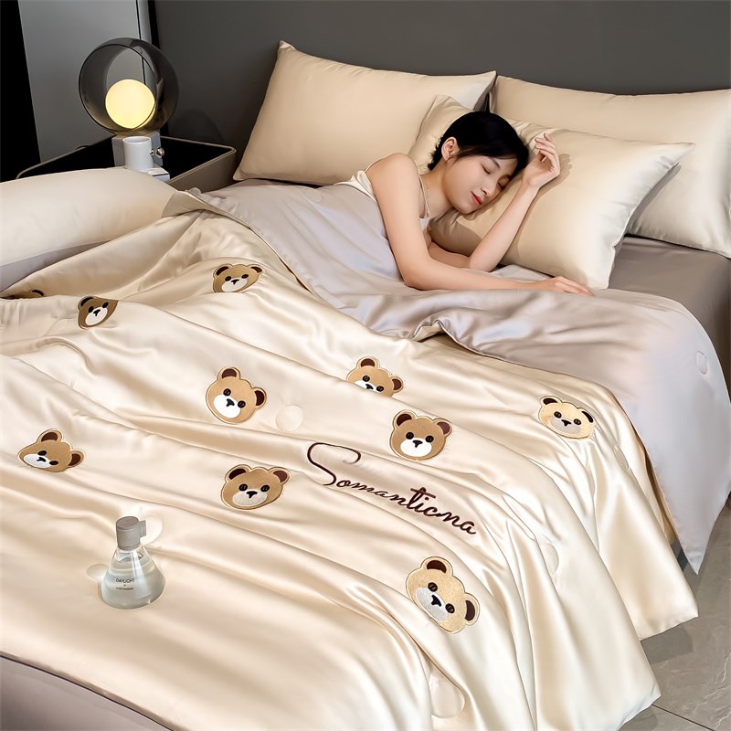 2025c新款水洗真丝刺绣夏被四件套夏凉被空调被