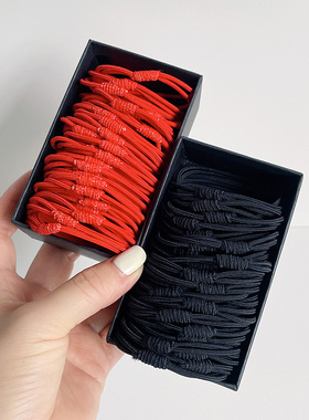 红色皮筋女d扎头2022年新款头绳发圈橡皮筋扎马尾双股打结儿童发