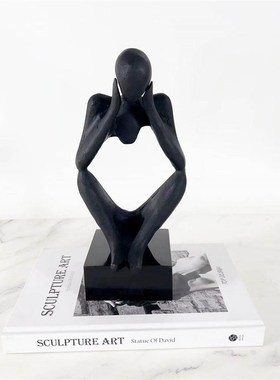 北欧现代雕塑人物摆件s大理石底座摆设抽象艺术软装饰品家居
