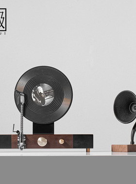 创意老式留声机复古唱片机摆件喇叭E模型卧室音乐吧台壁龛软装饰