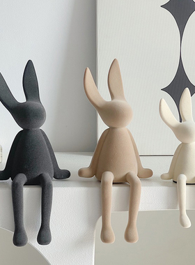 坐姿长耳兔子摆件轻奢高档电视柜酒柜客厅家P居高级软装饰品可爱