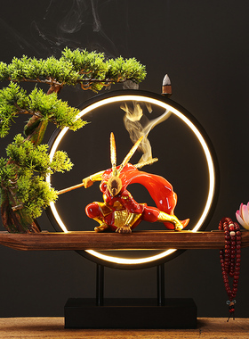 新中式灯圈禅意摆件客厅玄关创意倒流香孙悟空齐天W大圣装饰居家