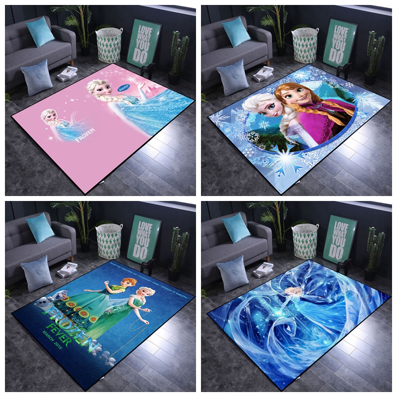儿童动漫地毯卧室满铺可爱冰雪奇缘艾莎公主N房床边定制长方形地