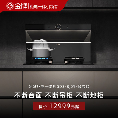 金牌厨电柜电一体机完美嵌入柜集成灶电油烟机燃气灶保洁款