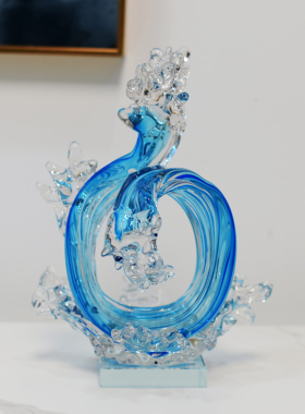 轻奢现代琉璃e工艺品招财艺术摆件玄关电视柜酒柜书房水晶软装饰