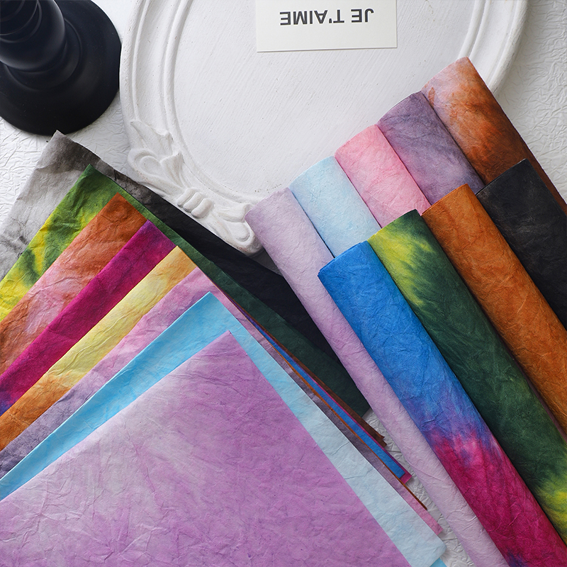 高质感石纹纸水墨褶皱纸手u工轻奢浮染纸肌理纸鲜花包装纸花束材