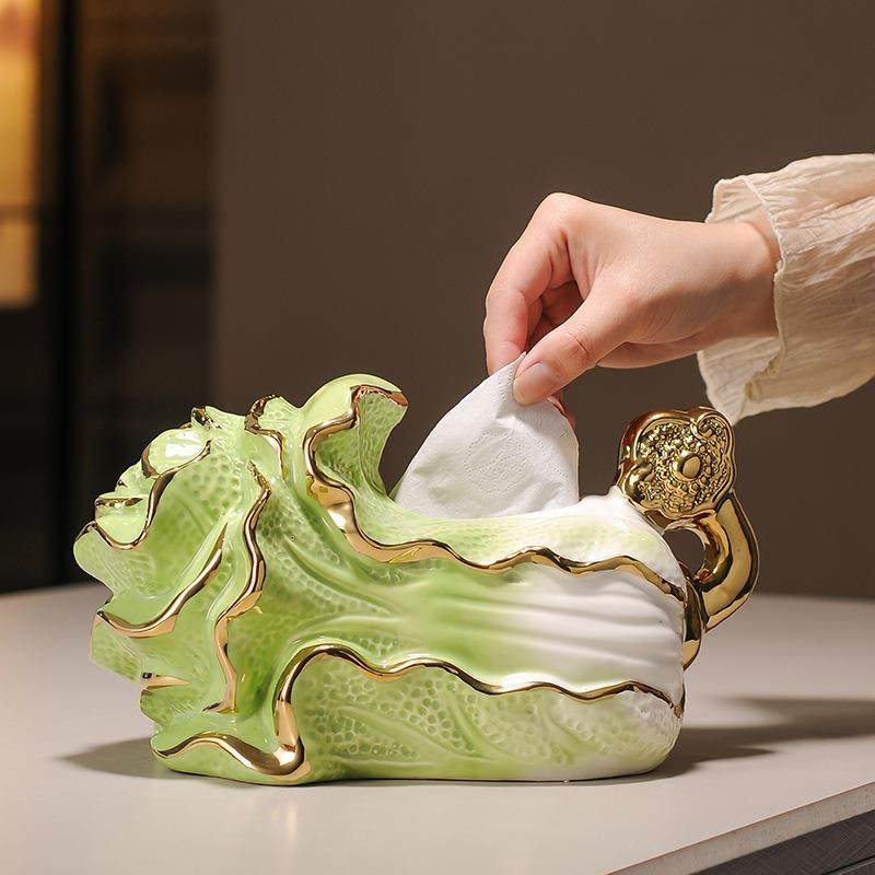 陶瓷白菜装饰品纸巾盒客厅桌面茶几创意抽纸盒收纳高档轻奢新中式,纺织面料/辅料/配套,纺织机械配件,淘宝优惠券,粉丝福利购,淘宝优惠卷
