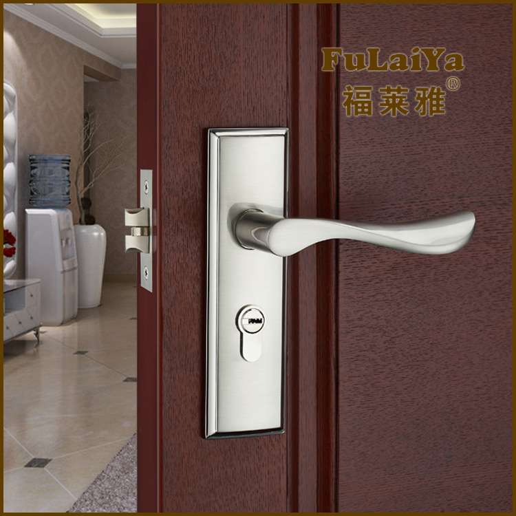 福莱雅锌合金镍拉丝单舌门锁F0108室内木门 家用工程门锁现货