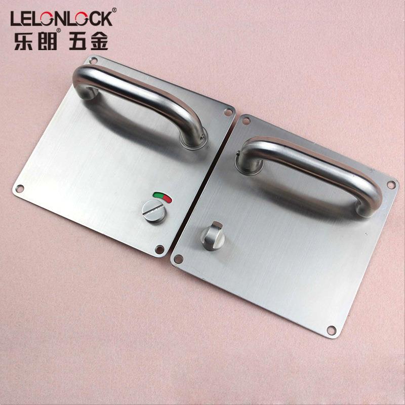 304不锈钢公共卫生间拉手红绿指示推拉板把手商场厕所门面板拉手