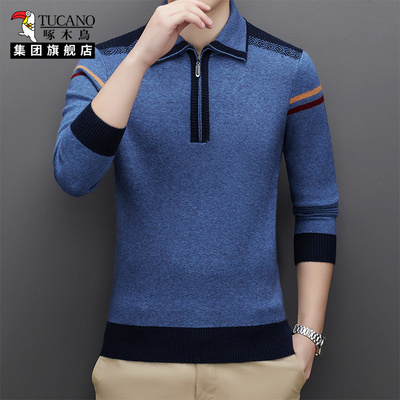 啄木鸟可翻高领羊毛衫男冬款