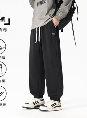 啄木鸟集团官方美式加绒休闲裤男款2026新款宽松长裤阔腿裤子男TZ