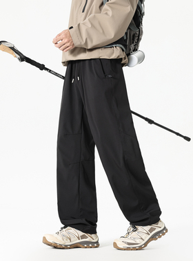 啄木鸟集团官方美式软壳冲锋裤男休闲男款户外登山宽松加绒裤子TZ