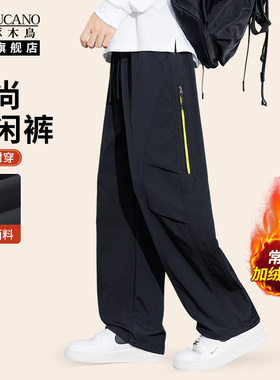 啄木鸟集团官方户外耐磨工装裤男士加绒加厚防水宽松直筒休闲裤TZ