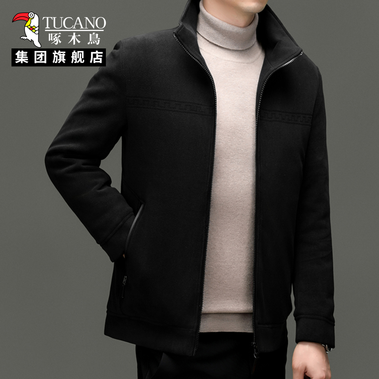 啄木鸟短款羽绒服男立领商务保暖