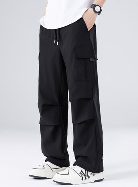 啄木鸟集团官方美式冲锋裤休闲户外软壳工装男裤宽松直筒裤子男TZ