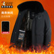 棉服男中老年加绒加厚中长款 啄木鸟2025冬季 新款 棉袄外套爸爸棉衣