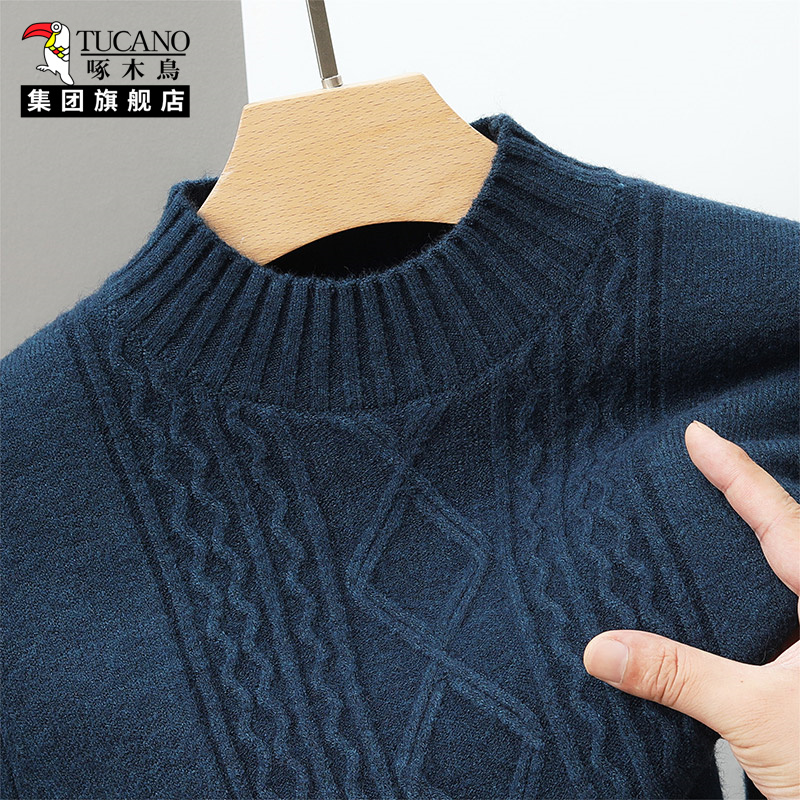 啄木鸟半高领针织衫男半高领毛衣