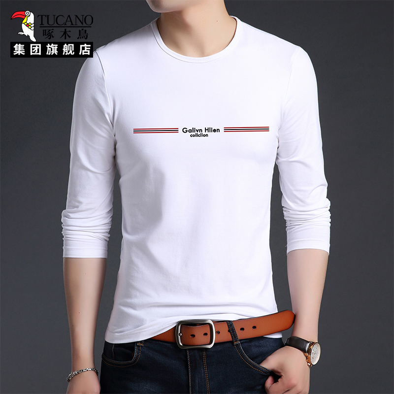 啄木鸟长袖T恤青年男士圆领