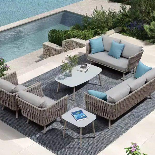 户外北欧简约绳编沙发室外阳台藤编休闲家具防水铝合金沙发椅家具,住宅家具,户外沙发,淘宝优惠券,粉丝福利购,淘宝优惠卷