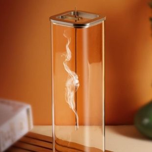 黑胡桃倒挂香插玻璃香座 木质倒挂式香插创意实木檀香摆件