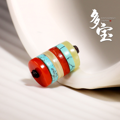 原矿保真湖北高瓷l绿松石南红蜜蜡隔片散珠隔珠金刚星月菩提配饰