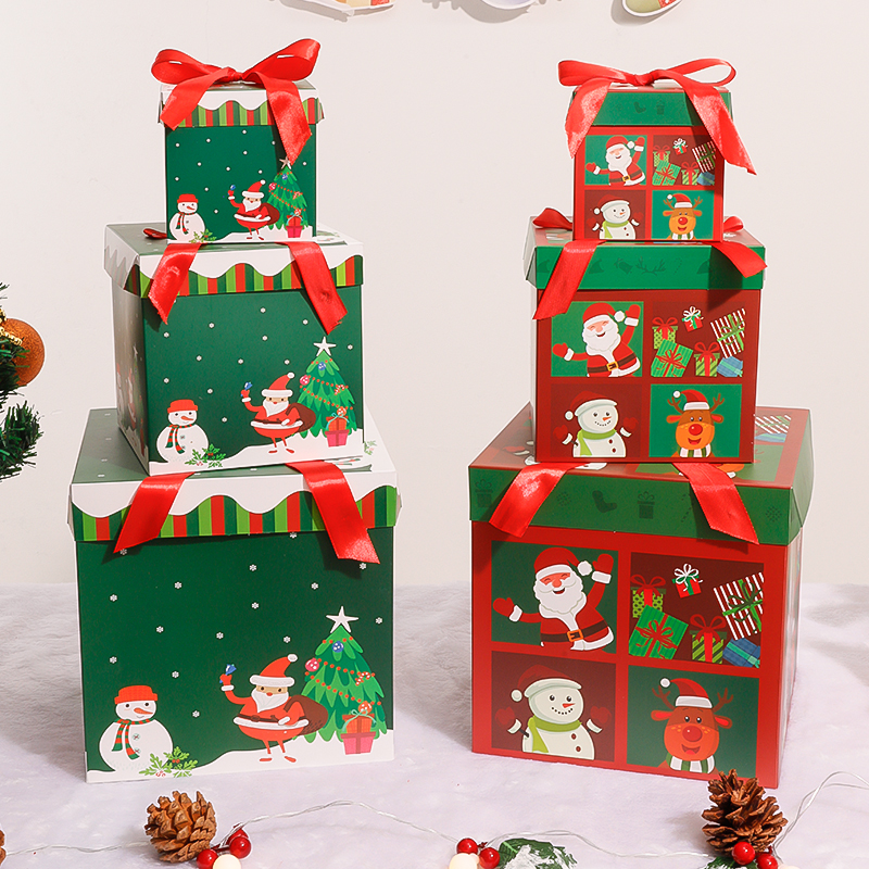 圣诞节日礼盒空盒树装饰酒店铺门口橱窗气M氛围摆件道具商场景布