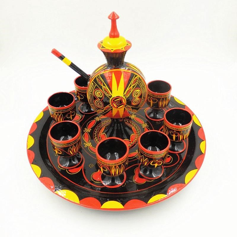 四川凉山昭觉民族特色工艺品少数彝族漆器X中型酒具餐具