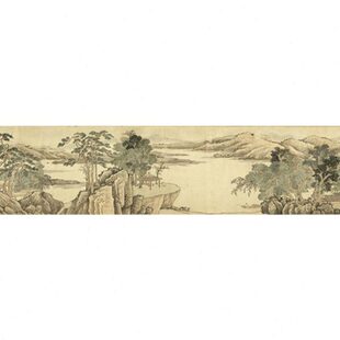 沈周溪山行乐图卷明四家山水画临摹范本中式装饰画艺术绢布画心