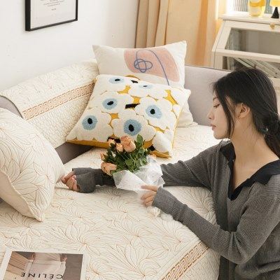蔓越家 新中式重工绗绣客厅沙发垫全棉组合沙发套罩沙发套罩坐垫,居家布艺,沙发垫,淘宝优惠券,粉丝福利购,淘宝优惠卷