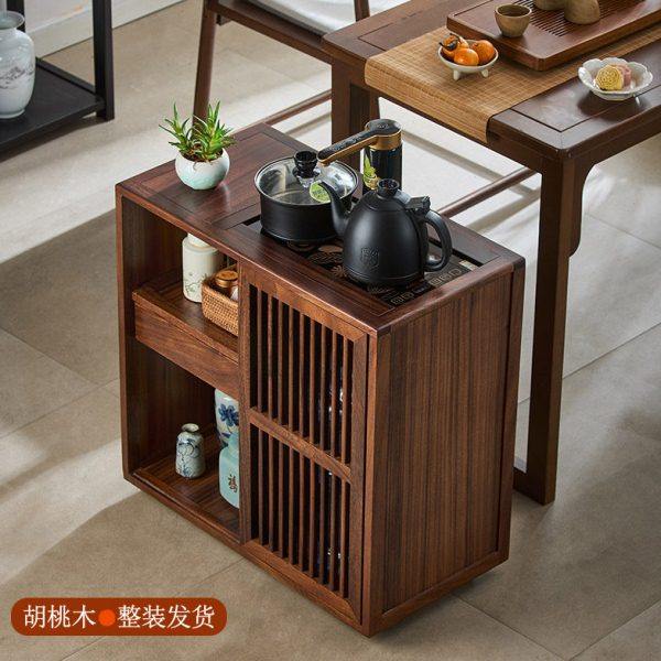 胡桃木移动小茶桌家用茶台实木茶车烧水壶一体茶水柜带轮边几茶几,商业/办公家具,茶台/茶桌,淘宝优惠券,粉丝福利购,淘宝优惠卷