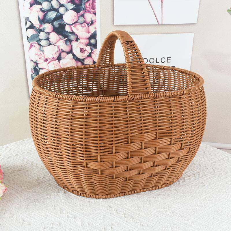 仿藤手工编织水果篮手提藤编收纳篮户外野餐篮菜篮子鸡蛋收纳筐,鲜花速递/花卉仿真/绿植园艺,割草机/草坪机,淘宝优惠券,粉丝福利购,淘宝优惠卷