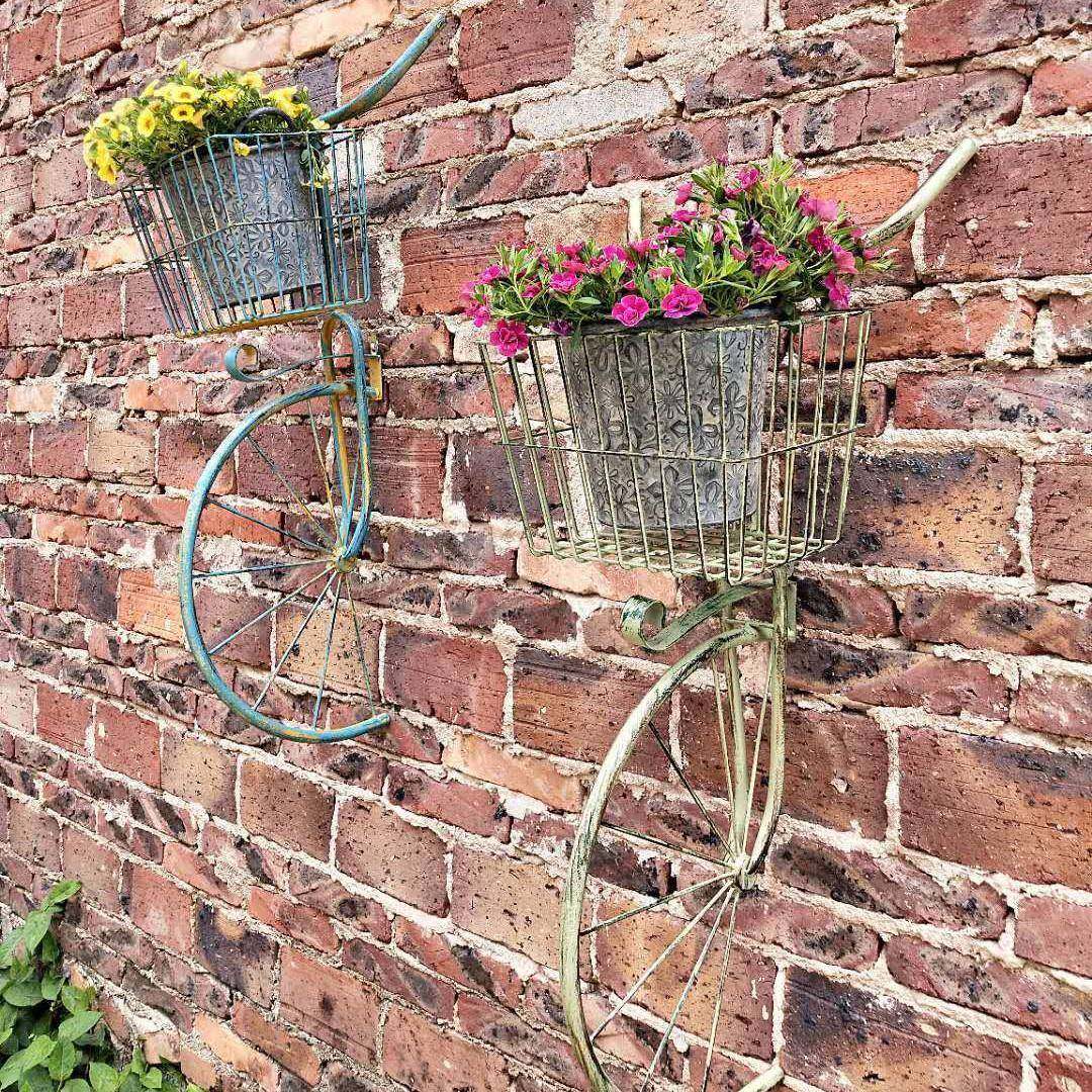 田园创意墙上铁艺自行车花篮壁挂壁饰餐厅墙面装饰品客厅墙壁挂饰