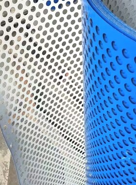 蓝色彩钢板圆孔网薄板铁皮板卷板圆孔洞洞板L20米1米宽铁皮装饰板