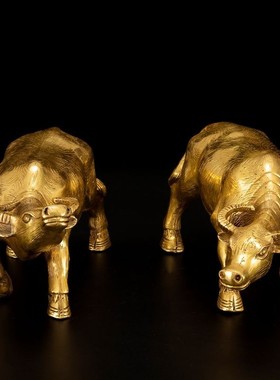 纯铜水牛铜牛摆件生肖牛招財鎭宅好运家居办公室T装饰乔迁可以礼