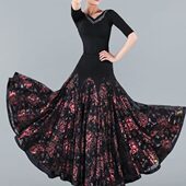 高档演出半身裙舞蹈大摆裙国标交谊舞裙广场舞跳舞金丝长裙1116