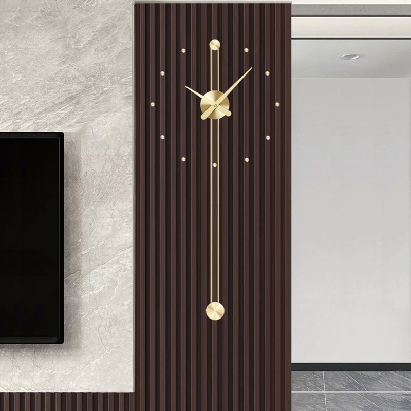 全铜装饰客c厅轻奢木格栅挂钟表现代简约时尚大气高档时钟2024新