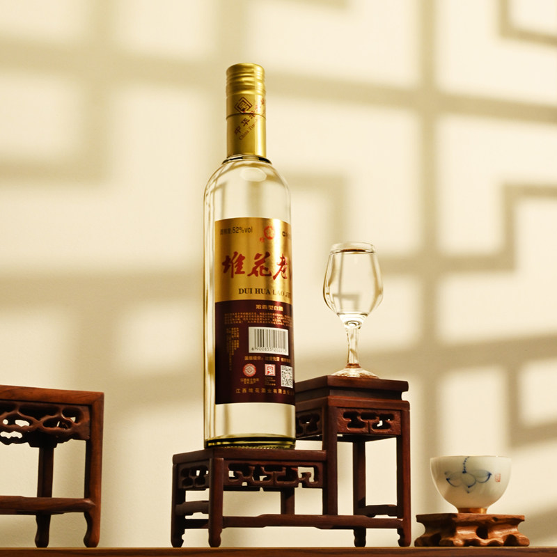 官方旗舰店 江西堆花老字号老酒52度浓香型白酒纯粮酒光瓶酒500ml