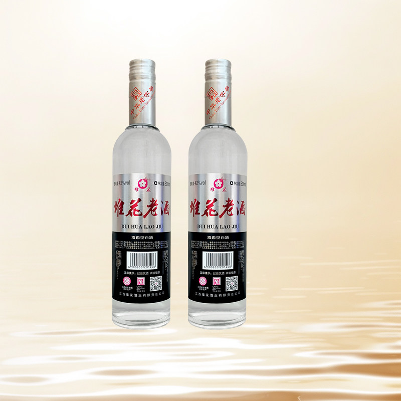 官方 江西老字号堆花老酒42度浓香白酒纯粮光瓶酒自饮500ml*2瓶