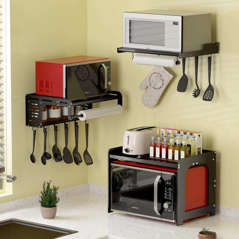 厨房置物架壁挂式电饭锅支架台面落地双层家用收纳微波炉烤箱架子