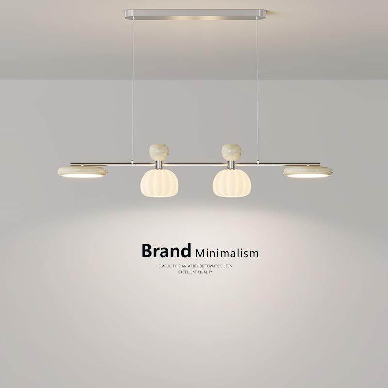 法式奶油风餐厅吊灯2024新款感一字长条设计师吧台南瓜吊灯