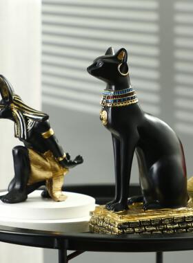 阿努比斯狗神猫神红酒架手机支架家居客厅桌面装饰树脂工艺品摆件