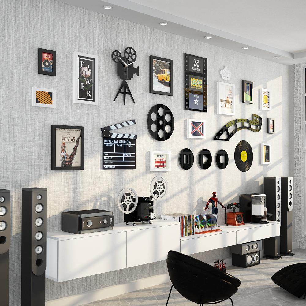 高分子_B03电影主题发光照片墙黑白现代简约装饰组合相框LED灯带,家居饰品,DIY亲子装饰画,淘宝优惠券,粉丝福利购,淘宝优惠卷