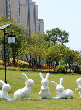 户外花园林景观h小品公园雕塑抽象几何兔子售楼处商场美陈装饰摆
