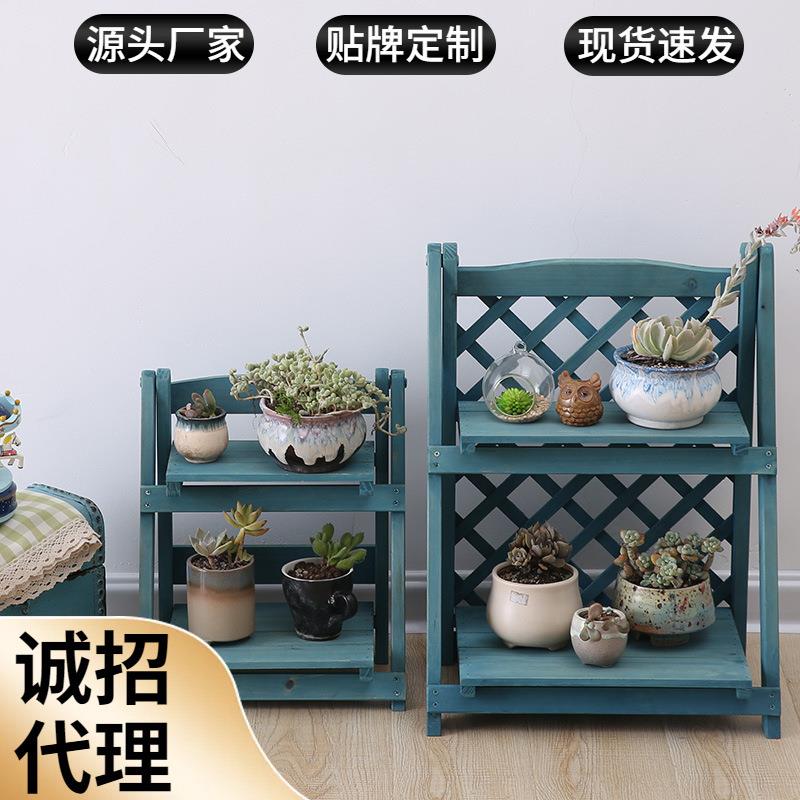 白色两层折叠网格花格板花架书架置物架书桌架福建龙岩香杉木防腐