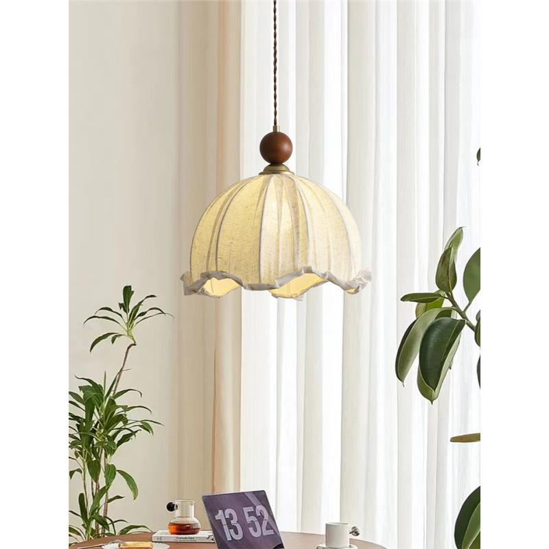 复古风法式卧室布艺吊灯花纹中古餐厅吧台南洋实木浪漫房间主灯具