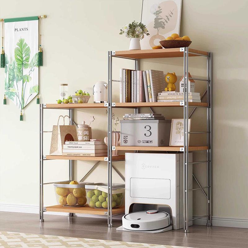 日式落地置物架厨房收纳展示架简约书房书架阳台花架多层储物架