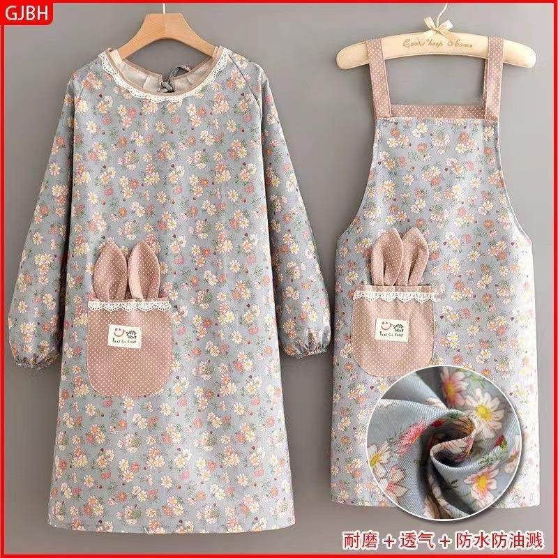 新款兔子防油污帆布款长袖围裙厨房女时尚清洁透气罩衣围腰工作服,家庭/个人清洁工具,围裙套装,淘宝优惠券,粉丝福利购,淘宝优惠卷
