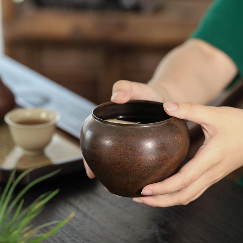 复古铜茶洗家用茶具配件洗茶碗禅意茶道零配水盂水洗茶渣缸