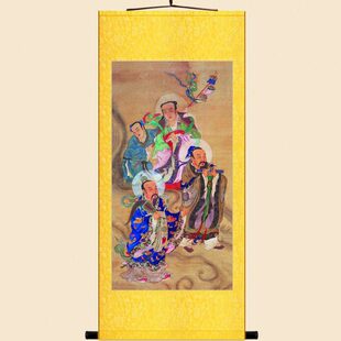 三茅真君图神像画 绢布神仙画像 丝绸画卷轴挂画水陆画装饰画定制